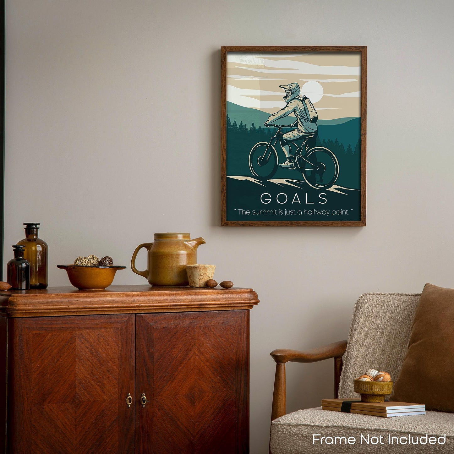 Inspirational Wall Art Co. - Goals - Mountain Biking Bicycle Offroad Ramp Poster Motivation Quotes Posters Print for Home Office Decor - 11X14 inches