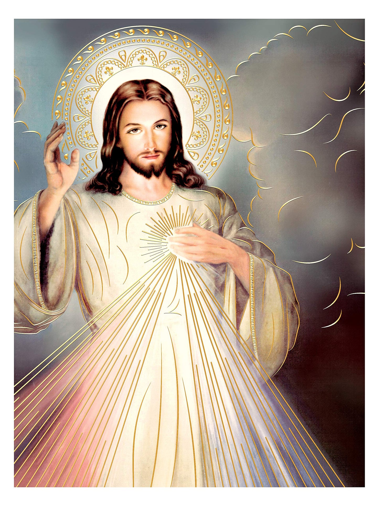 Divine Mercy Jesus Christ (8"x10") Gold Foil - Religious Wall Art Laminated Print Unframed Poster Home Decoration Arte Diseño Piezas Maestras