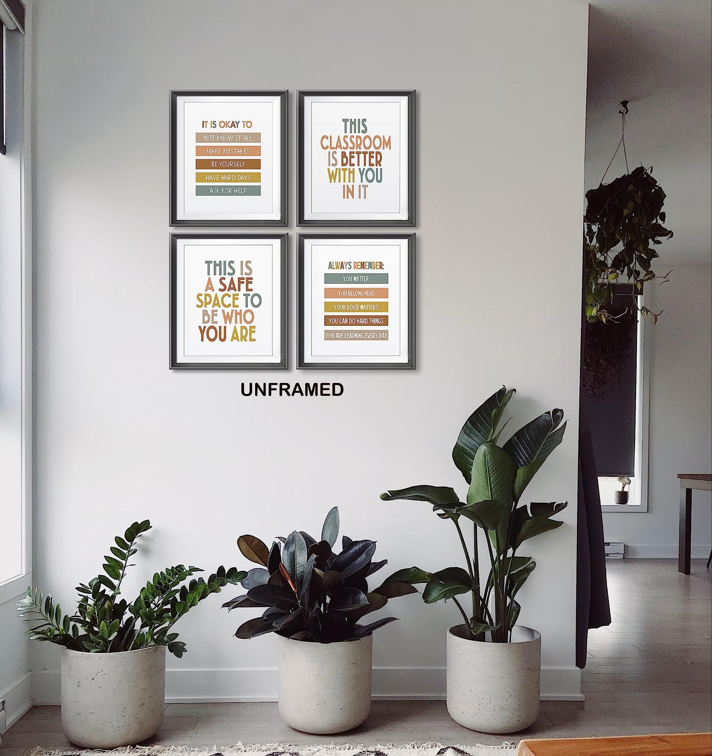 Boho Classroom Quotes Mental Health Positive Affirmations Poster Prints for Teens Room Playroom Nursery Classroom Decor,Inspirational Decorations Prints Wall Art Unframed 4pcs 8x10 Inches (8Wx10L)