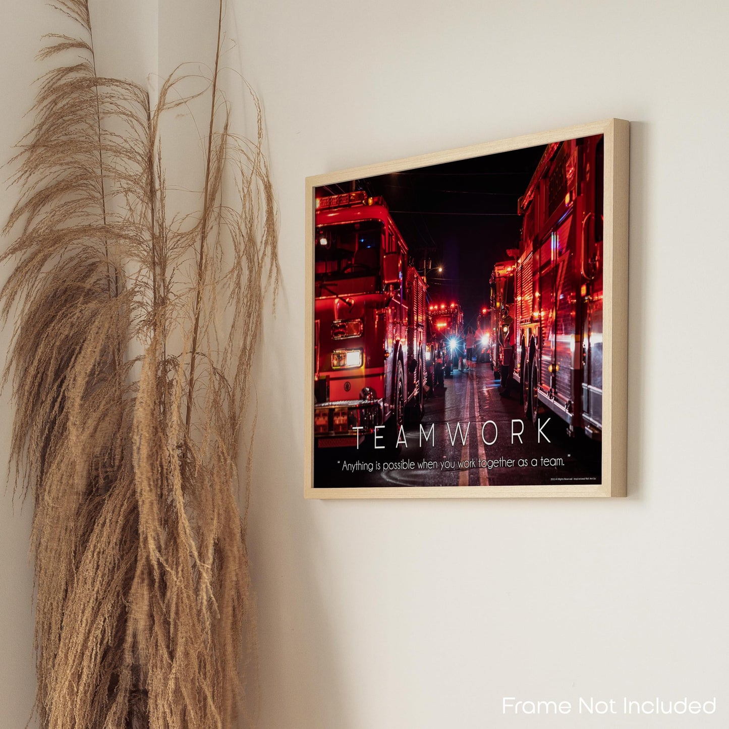 Inspirational Wall Art Co. - Teamwork - Firefighter American Firetruck Courage Boys Engine Patriotic Department Motivational Gift Quotes Posters Print Home Office Decor 11X14 inches