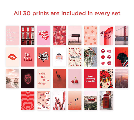 HAUS AND HUES Red Aesthetic Posters for Wall Collage Red Wall Art Aesthetic Wall Collage Kit Prints | Aesthetic Pictures for Wall Collage | Red Pack for Aesthetic Dorm Decor for College Girls