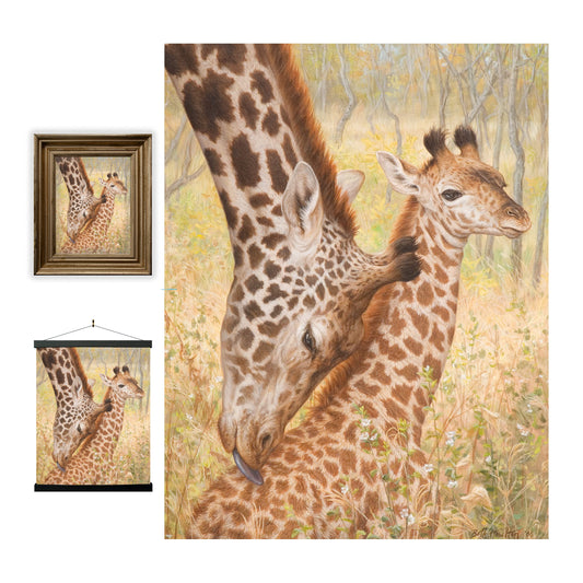 3D LiveLife Lenticular Wall Art Prints - Tender Love from Deluxebase. Unframed 3D Giraffe Poster. Perfect wall decor. Original artwork licensed from renowned artist, Beth Hoselton