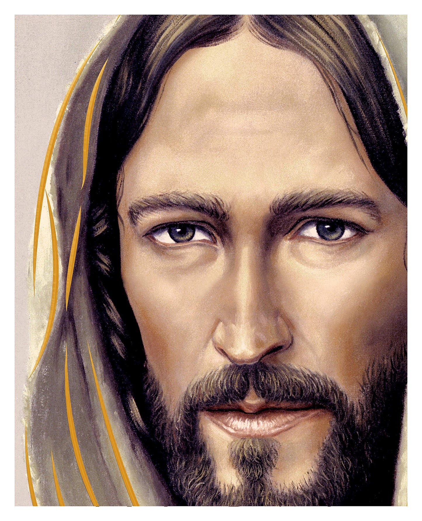 Jesus Christ Face (8"x10") Gold Foil - Religious Wall Art Laminated Print Unframed Poster Home Decoration Arte Diseño Piezas Maestras