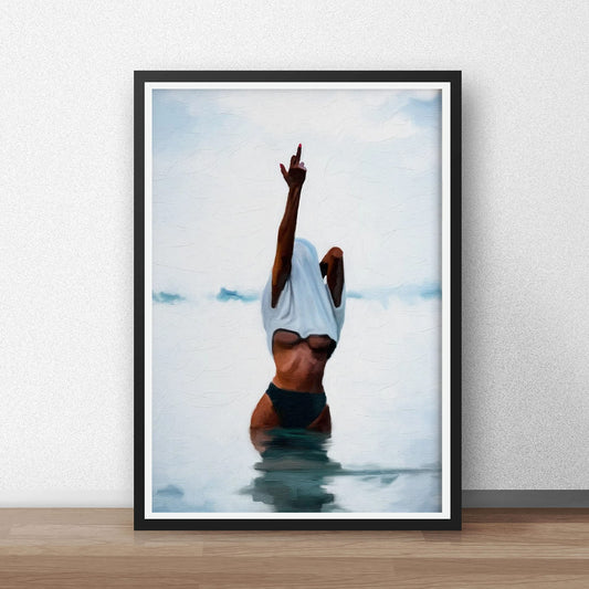 Black woman middle finger art, Physical print poster, Wall art, Black art, Home decor, Modern Poster - UNFRAMED (12" x 18")