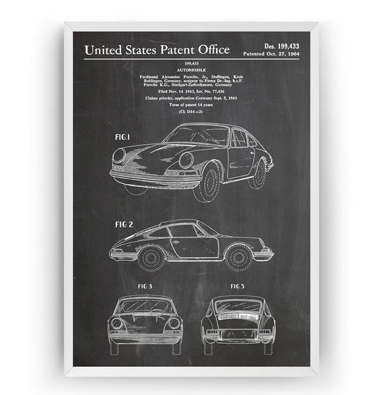 Magic Posters Porsche 911 Carrera 1964 Patent Print - Sports Car Poster Giclee Art Garage Wall Decor Vintage Man Cave Blueprint Gift - Frame Not Included