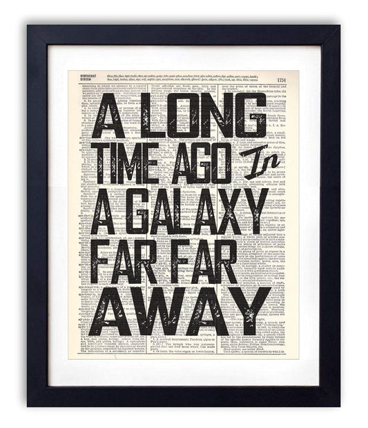 A Long Time Ago Inspirational Quote Wall Art, Vintage Dictionary Art Print For Home Decor, Antique Art Print Poster, Space Star Galaxy Boys Wall Decor 8x10 Inches, Ready to Frame