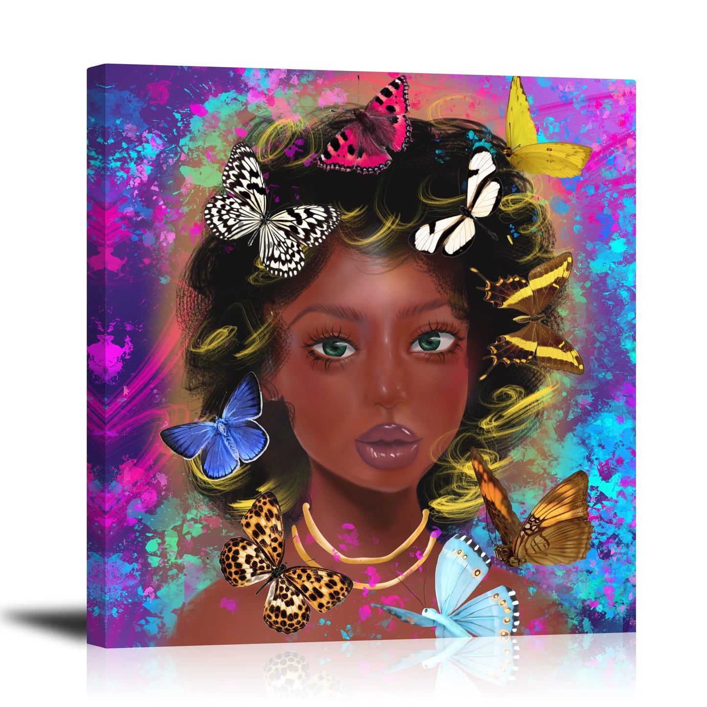 African American Wall Art for Living Room Black History Month Decorations Black Girl Women Canvas Wall Art Abstract Modern Indian Women Wall Decor Butterfly Print Painting Poster for Bathroom Bedroom