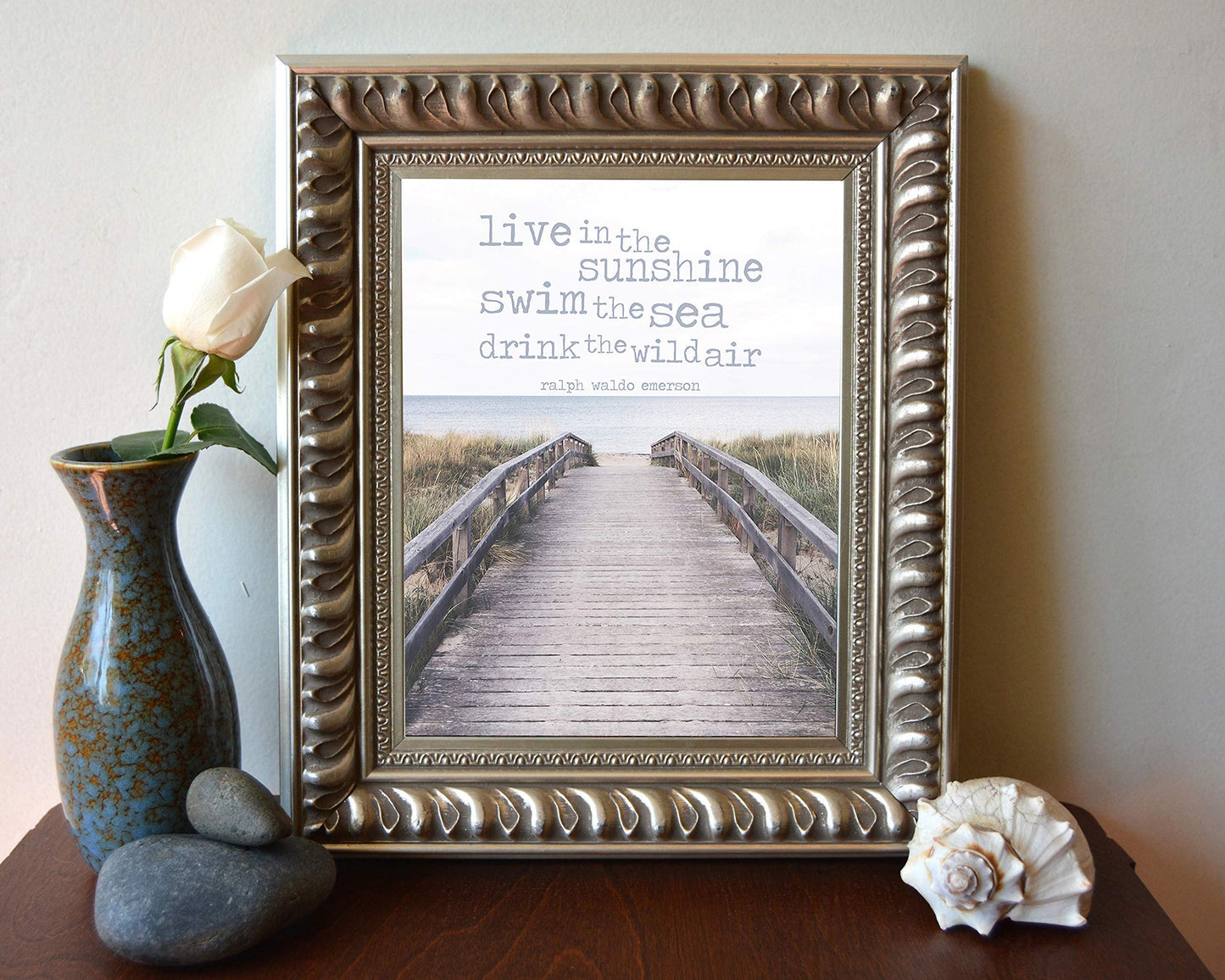 Live in the Sunshine, Swim the Sea, Drink the Wild Air, Ralph Waldo Emerson Photography Print, Unframed, Coastal Beach Dock Wall Art Decor Poster Sign, Inspirational Gift, All Sizes