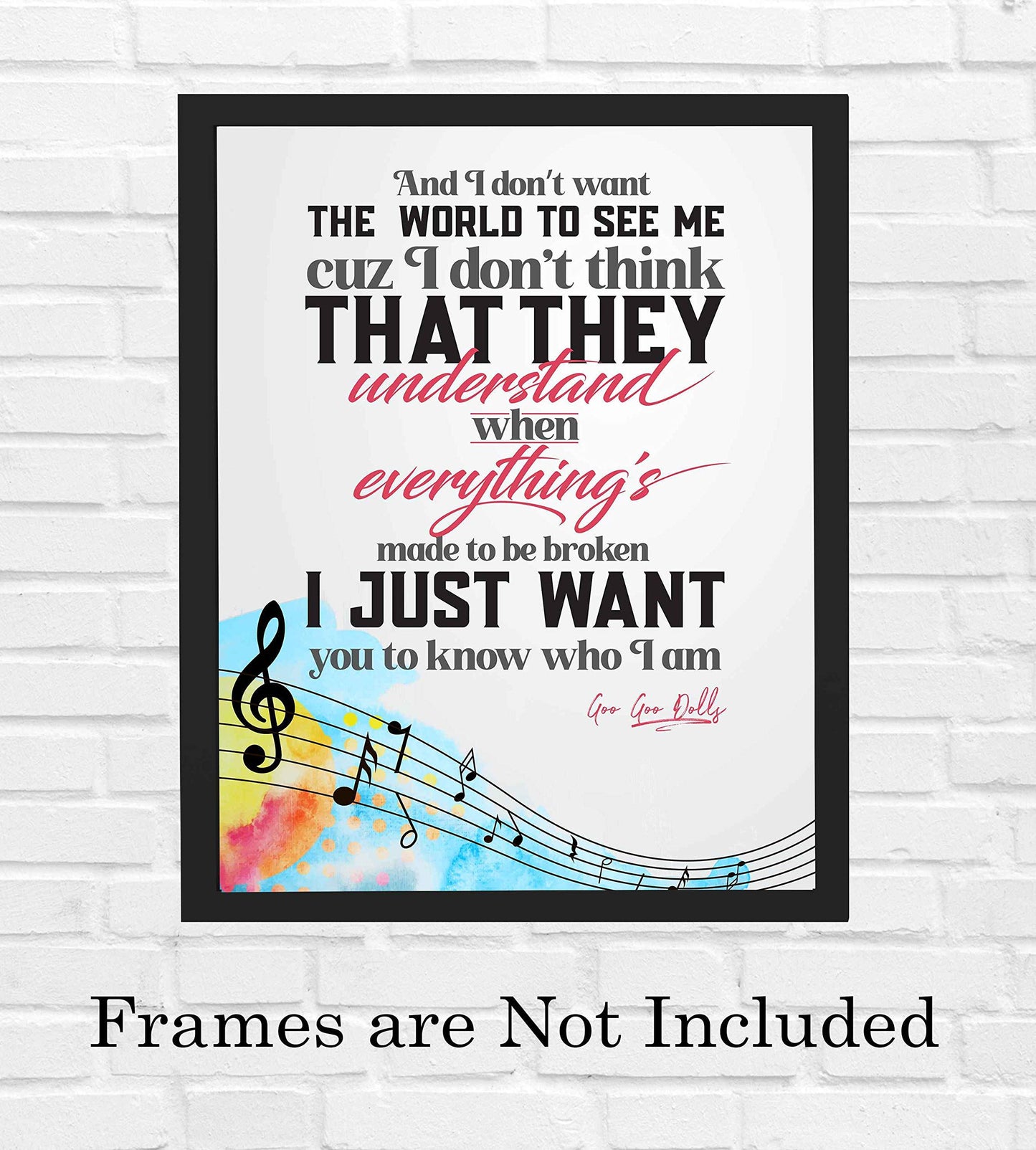 Iris - Goo Goo Dolls Song Lyrics Wall Art, This Pop Rock Music Poster, is A Great Print For Home Decor, Bedroom Decor, Office Decor, or Man Cave Room Decor Aesthetic, Unframed - 8x10