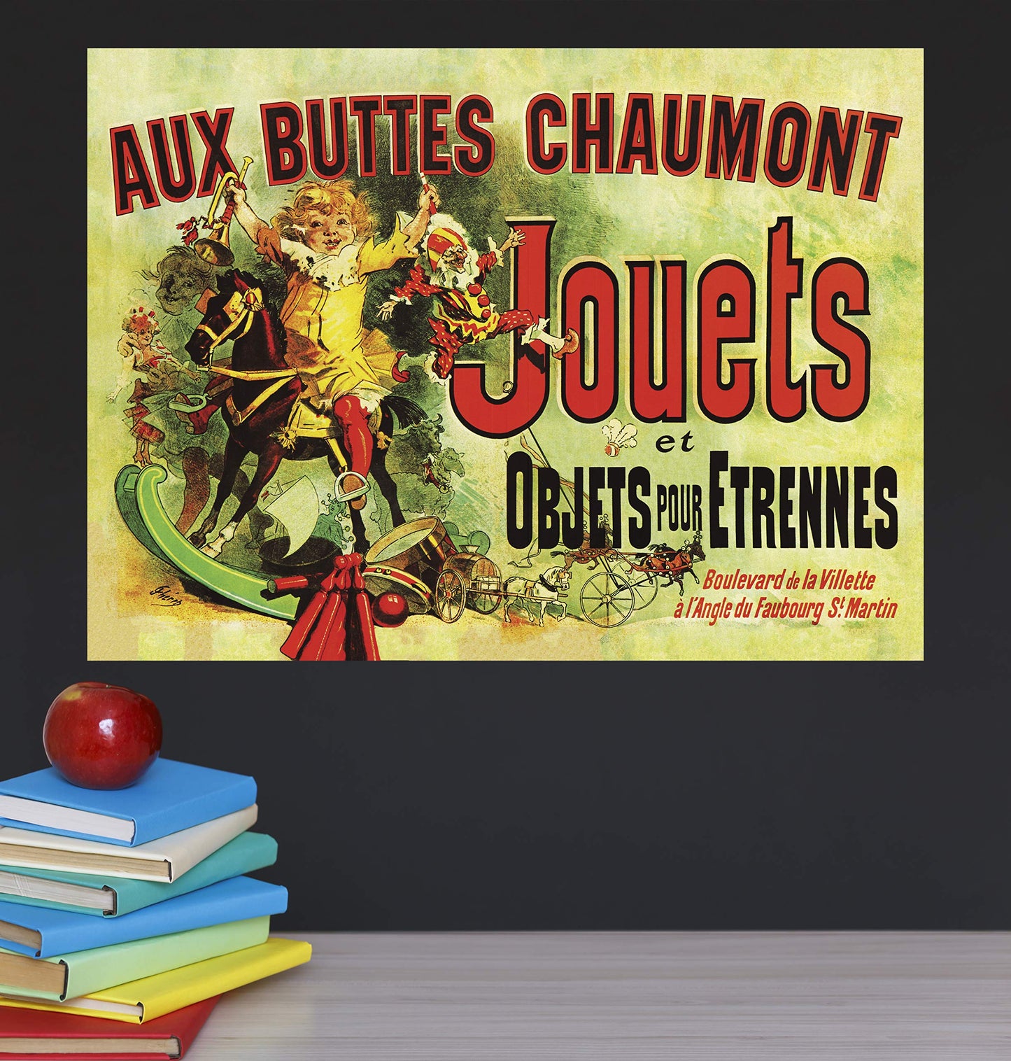 Palace Learning Jouets Poster (as seen in Monica's Apartment on Friends) - Aux Buttes Chaumont Jouets by Jules Cheret 1885 - Vintage Art Print (Laminated, 18" x 24")