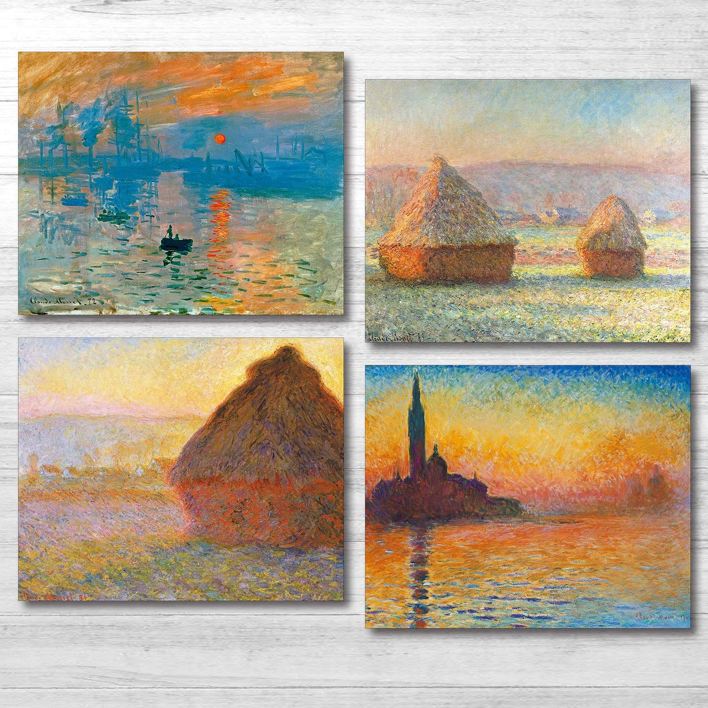 YASEN Claude Monet Wall Art Canvas Print Art Posters and Prints of Famous Painting Monet Sunrise Poster 8x10 Prints Unframed Art Set of 4 Artwork (4 Monet B)