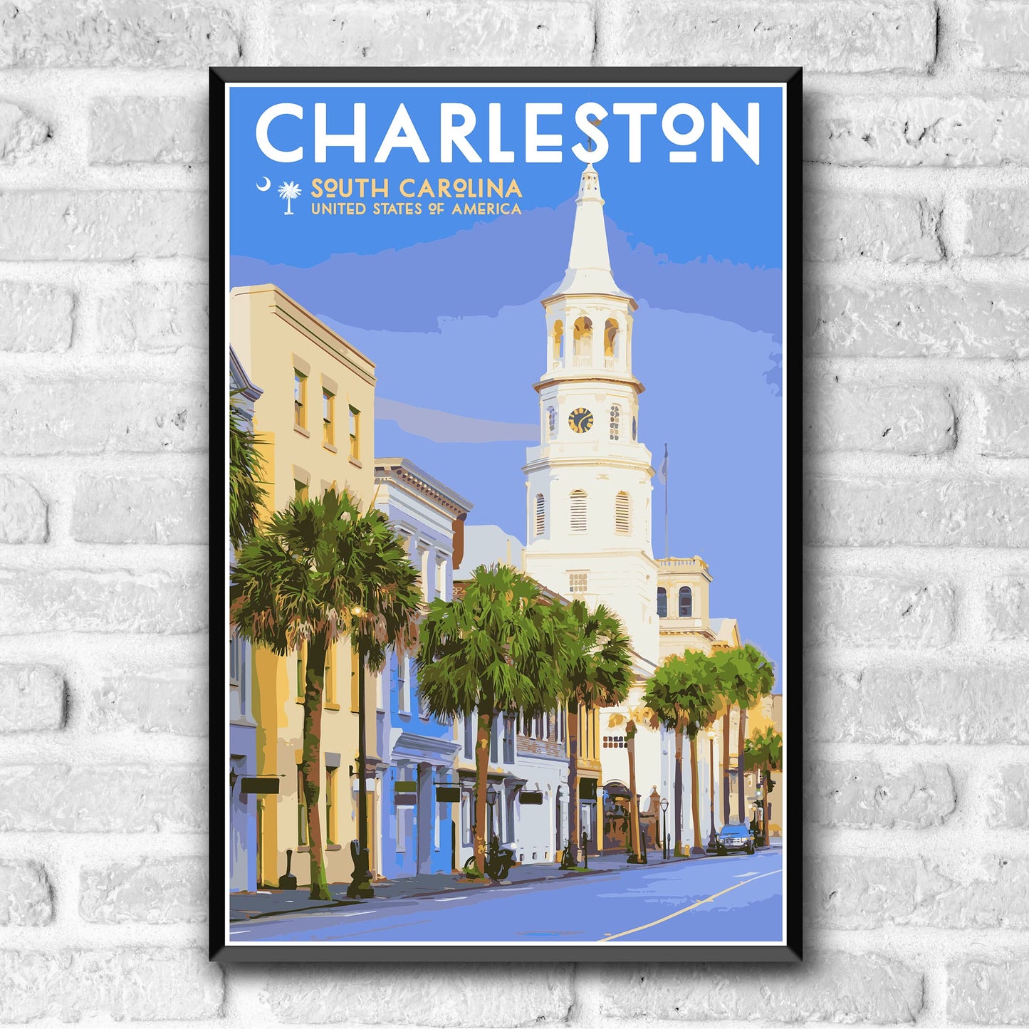 Charleston South Carolina Vintage-Style Travel Poster - 8x10-12x18-18x24-24x36 / 4x6 Postcard WPA Style Art Print Rainbow Row (4x6 Inch Postcard)