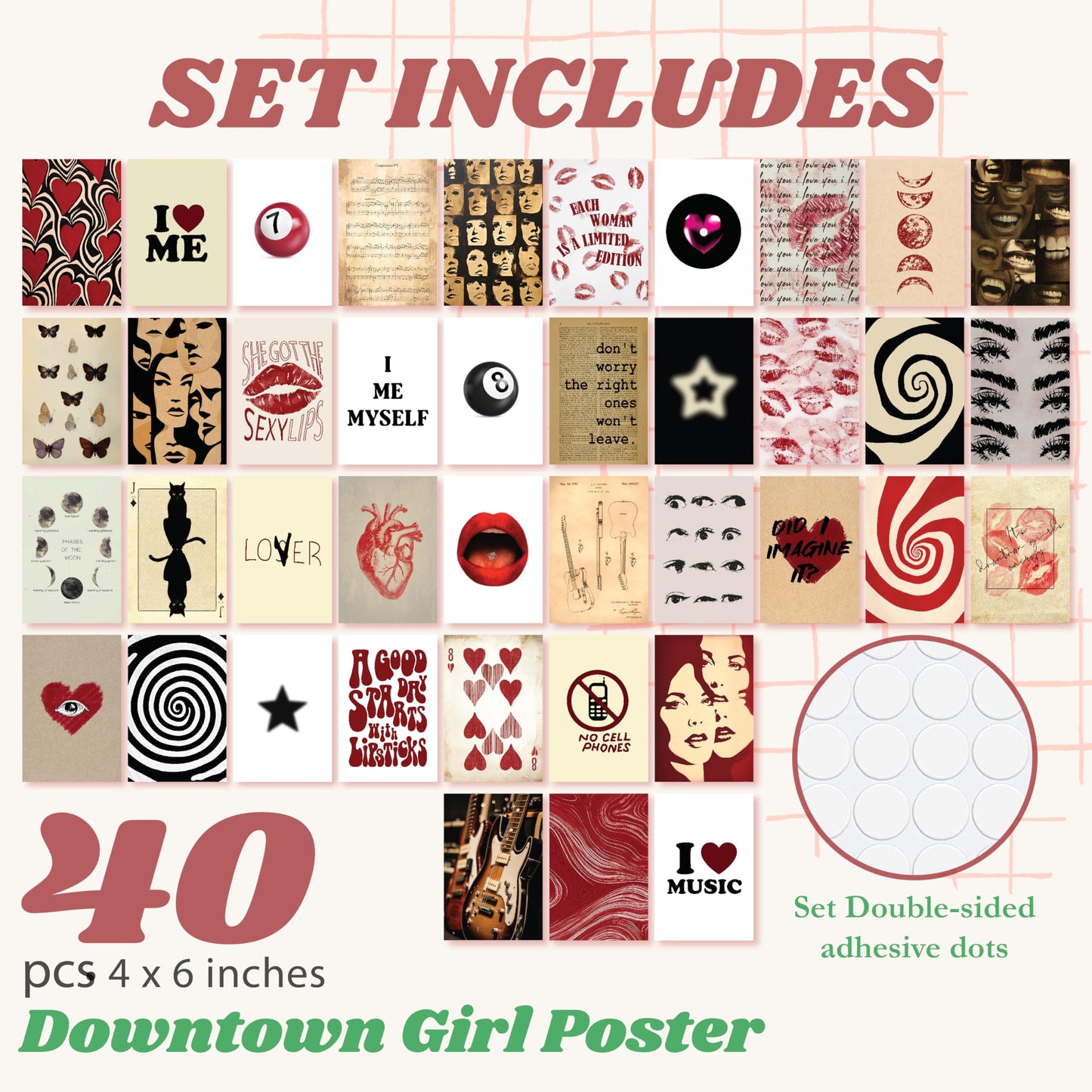 97 Decor Downtown Girl Room Decor - 40 Pcs Downtown Girl Posters Y2k Pictures, Coquette Room Decor Aesthetic, Retro Y2k Collage Kit, Rockstar Coquette Wall Art Prints (4x6 Inches)