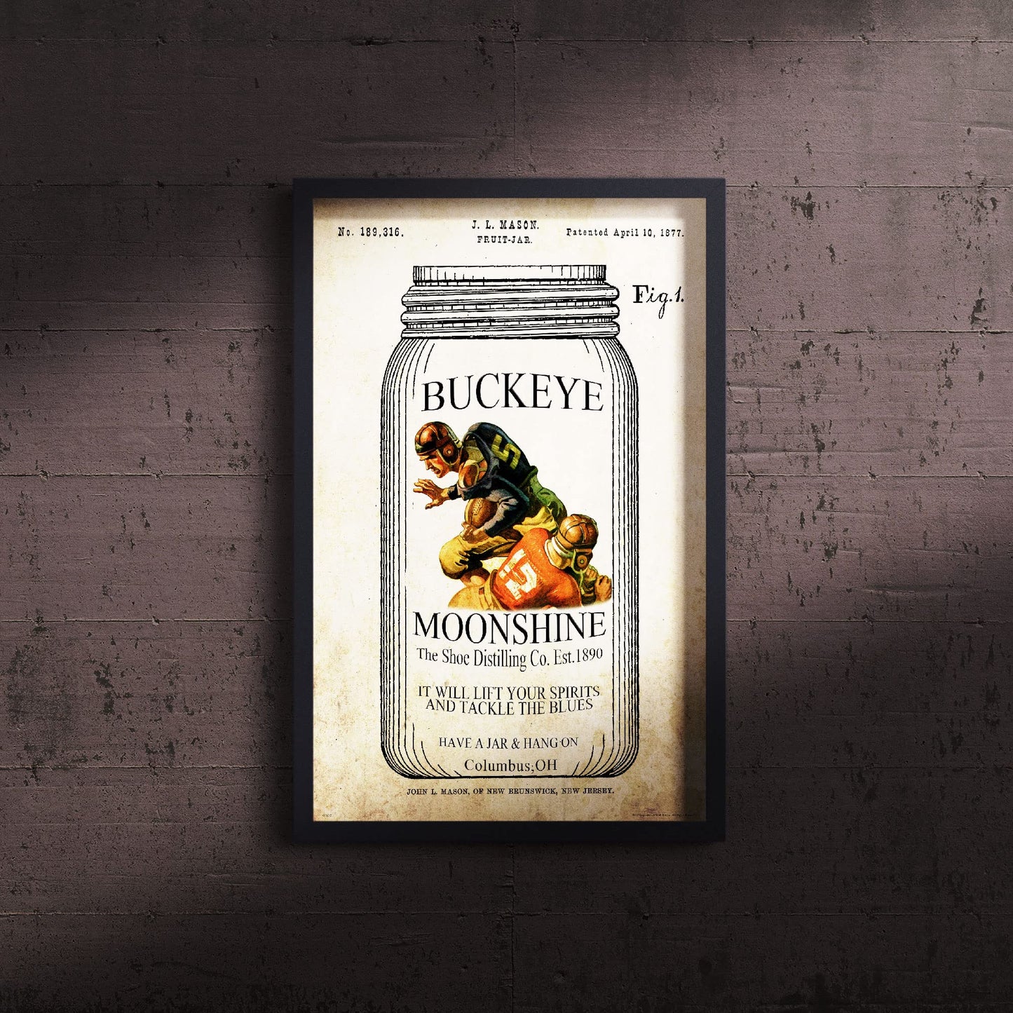 Inspirational Wall Art Co. - Ohio State Buckeyes - Vintage Football Sports Lineman Kids Coach American Motivational Quotes Posters - Print Home Gift Bar Game Room Bedroom Decor - 11X17 inches