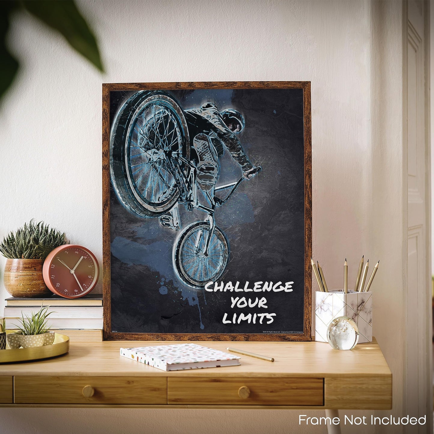 Inspirational Wall Art Co. - Challenge Your Limits - BMX Ramp Poster Gift Motocross Racing Boys Teens Motivation Quotes Posters Print for Home Office Decor - 11X14 inches