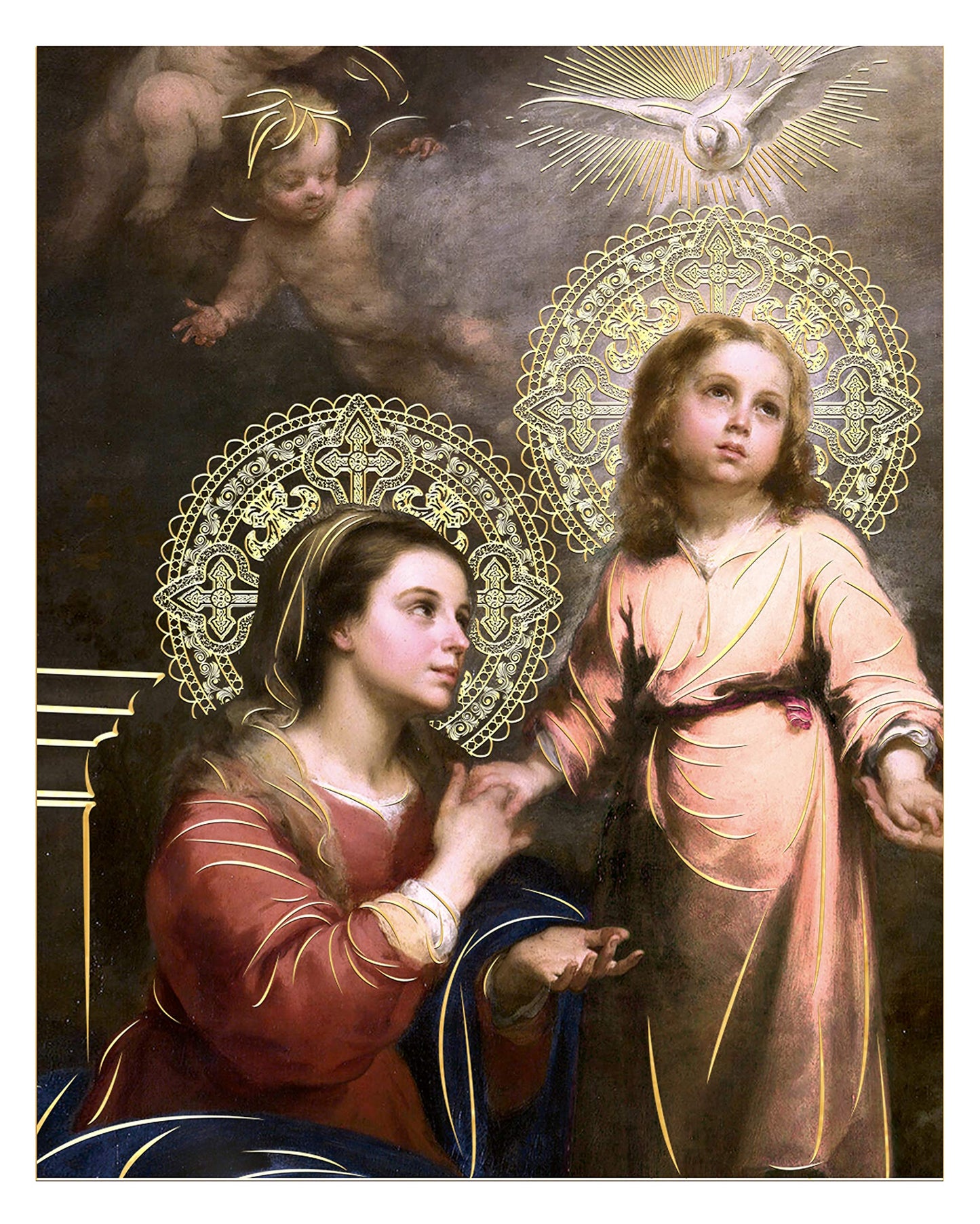 Holy Family (8"x10") Gold Foil - Religious Wall Art Laminated Print Unframed Poster Paper Home Decoration Arte Diseño Piezas Maestras