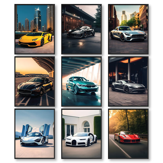 97 DECOR Super Car Posters for Boys Room - Modern Car Wall Art Prints, Sport Car Poster for Men, Racing Car Room Decor for Teen Boys Bedroom, Cool Supercars Artwork Pictures Decoration (8x10 UNFRAMED)