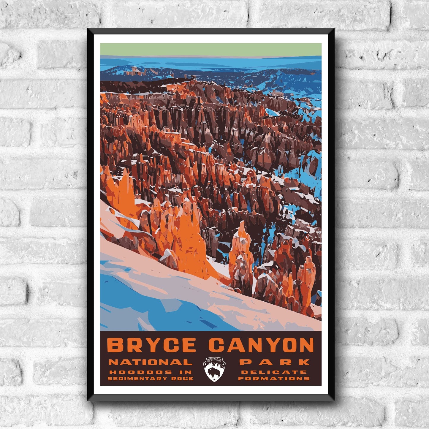 Bryce Canyon National Park Vintage-Style Travel Poster - 8x10-12x18-18x24-24x36 / 4x6 Postcard WPA Style Art Print Utah USA (8x10 Inch Posters)