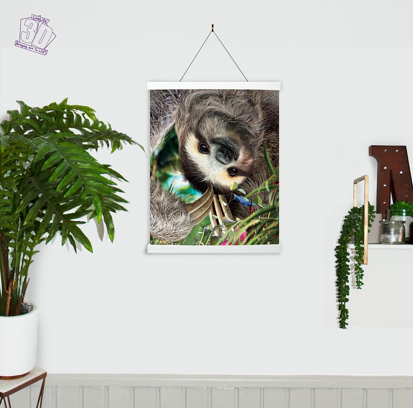 3D LiveLife Lenticular Wall Art Prints - Hangin' Around from Deluxebase. Unframed 3D Sloth Poster. Perfect wall decor. Original artwork licensed from renowned artist, David Penfound