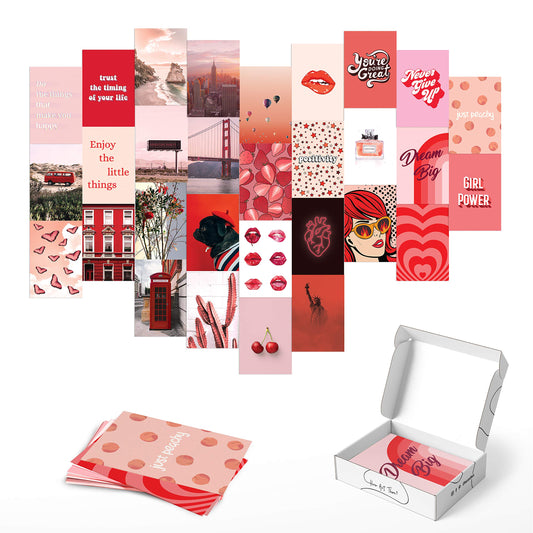 HAUS AND HUES Red Aesthetic Posters for Wall Collage Red Wall Art Aesthetic Wall Collage Kit Prints | Aesthetic Pictures for Wall Collage | Red Pack for Aesthetic Dorm Decor for College Girls