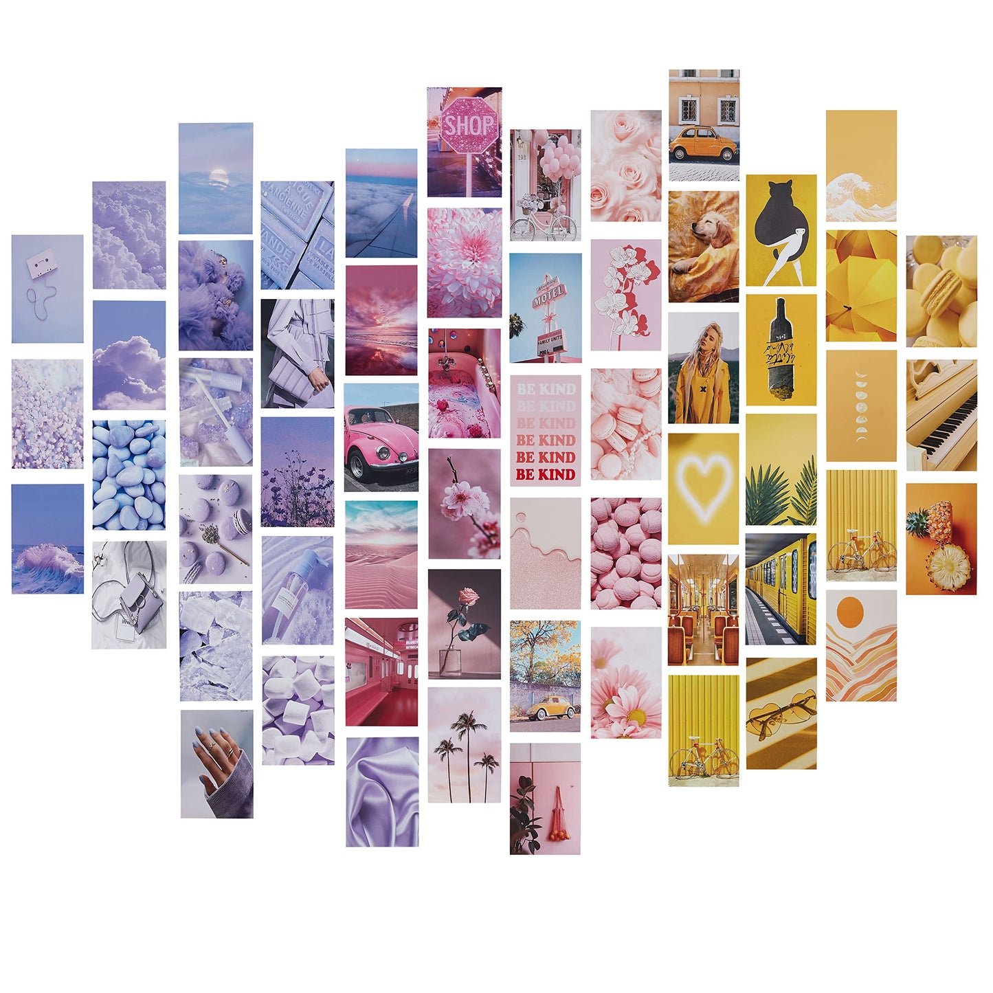 EPOCHHIKE 60 Pcs Wall Collage Kit Aesthetic Pictures Decorations, Teen Girl Art Print Images Posters, Vsco Photos Glossy Packs for Bedroom Home Decor (Pink&Purple)…