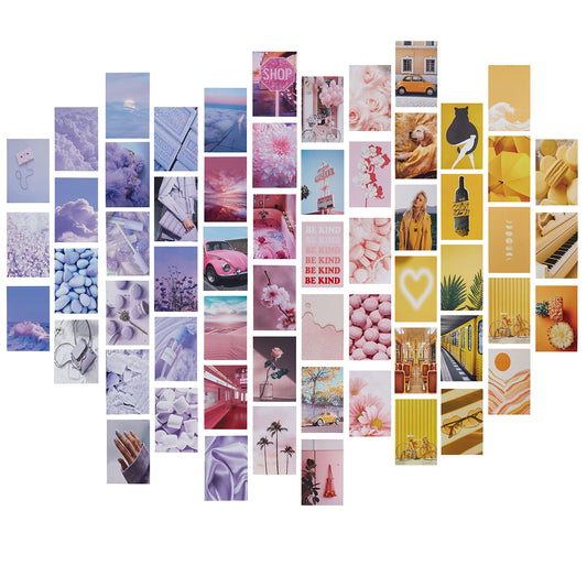 EPOCHHIKE 60 Pcs Wall Collage Kit Aesthetic Pictures Decorations, Teen Girl Art Print Images Posters, Vsco Photos Glossy Packs for Bedroom Home Decor (Pink&Purple)…
