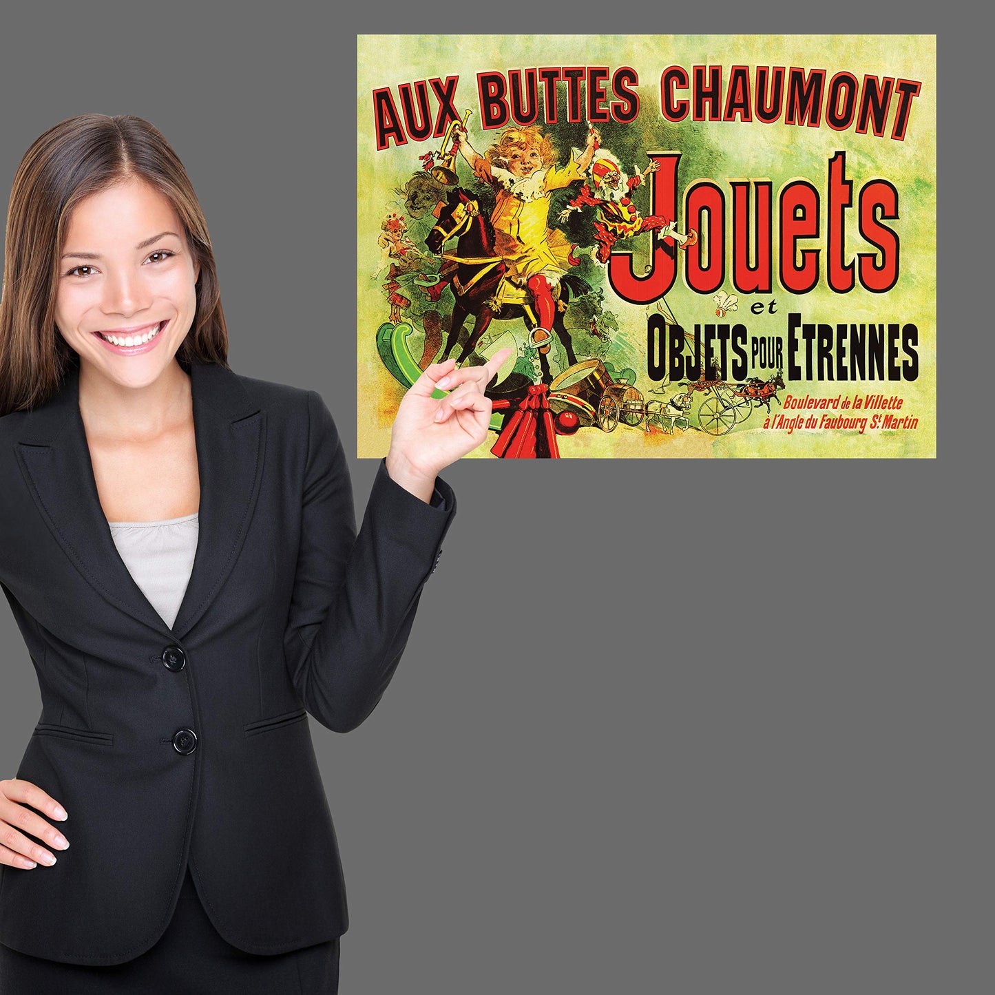 Palace Learning Jouets Poster (as seen in Monica's Apartment on Friends) - Aux Buttes Chaumont Jouets by Jules Cheret 1885 - Vintage Art Print (Laminated, 18" x 24")