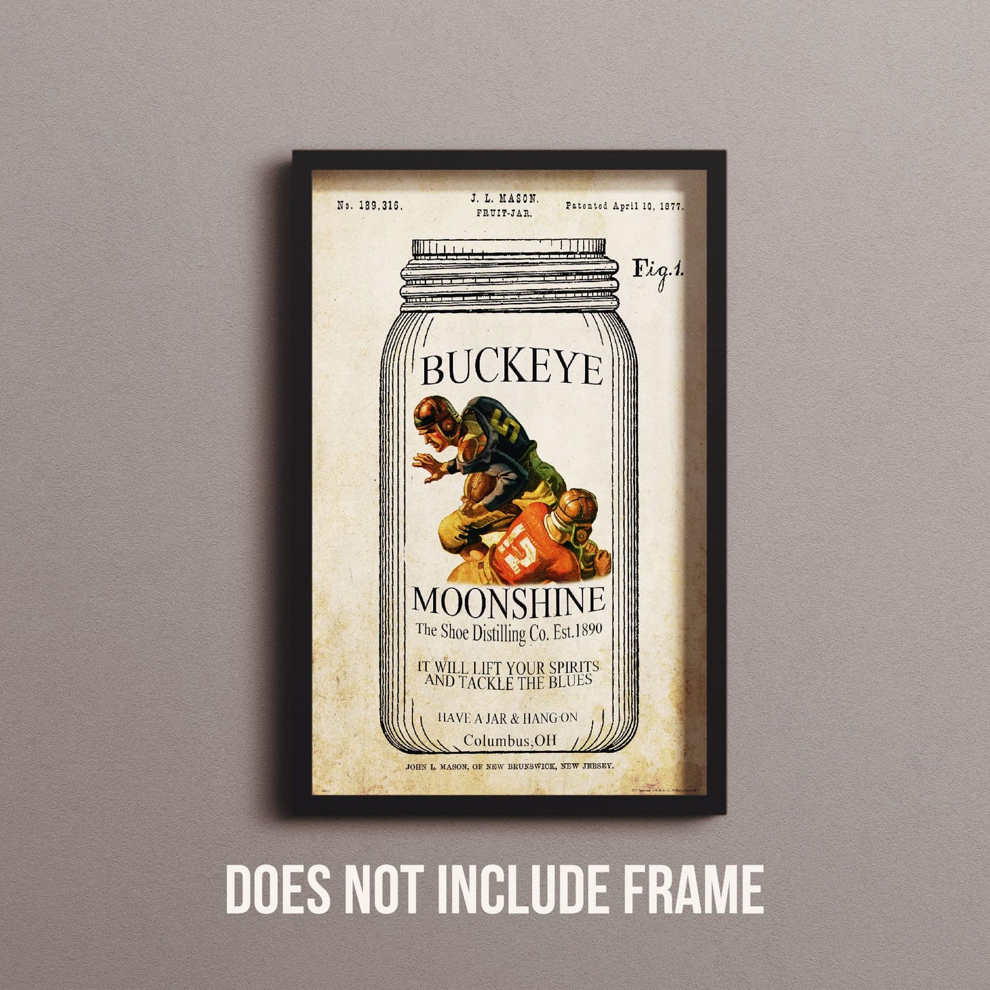 Inspirational Wall Art Co. - Ohio State Buckeyes - Vintage Football Sports Lineman Kids Coach American Motivational Quotes Posters - Print Home Gift Bar Game Room Bedroom Decor - 11X17 inches