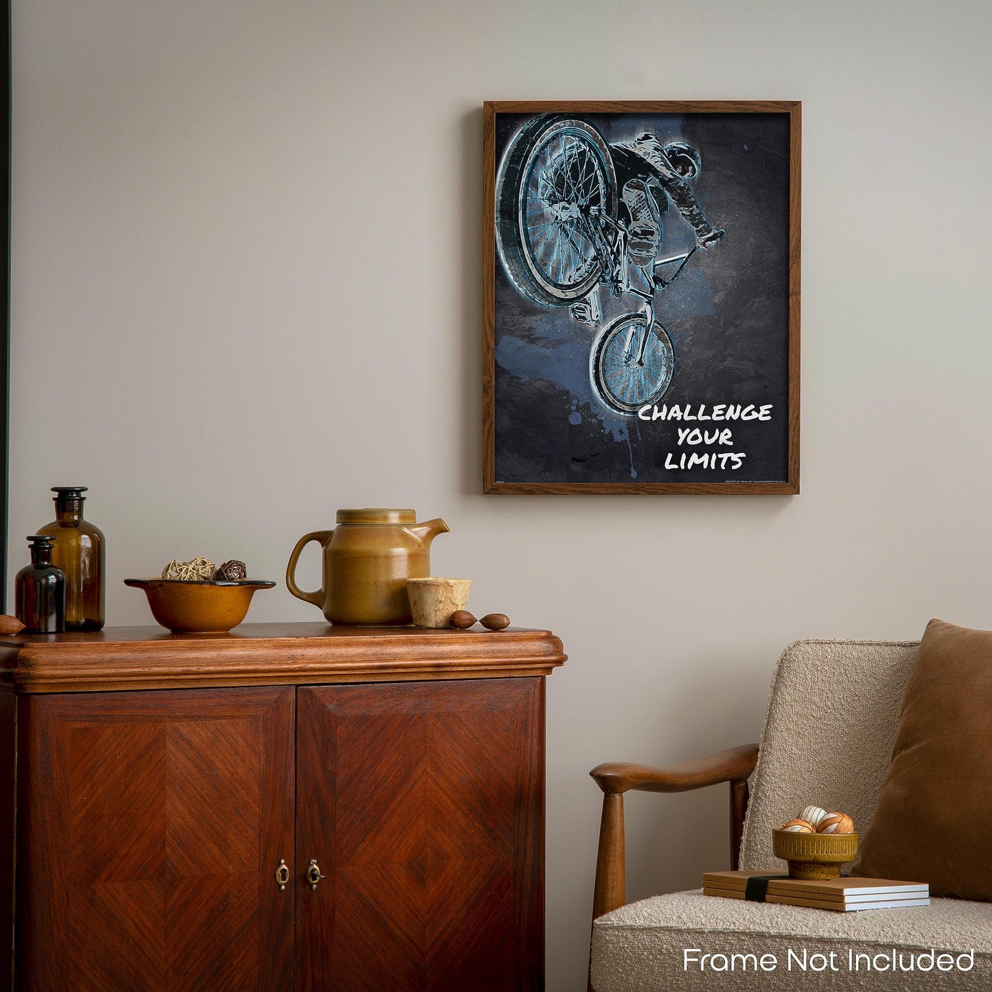 Inspirational Wall Art Co. - Challenge Your Limits - BMX Ramp Poster Gift Motocross Racing Boys Teens Motivation Quotes Posters Print for Home Office Decor - 11X14 inches