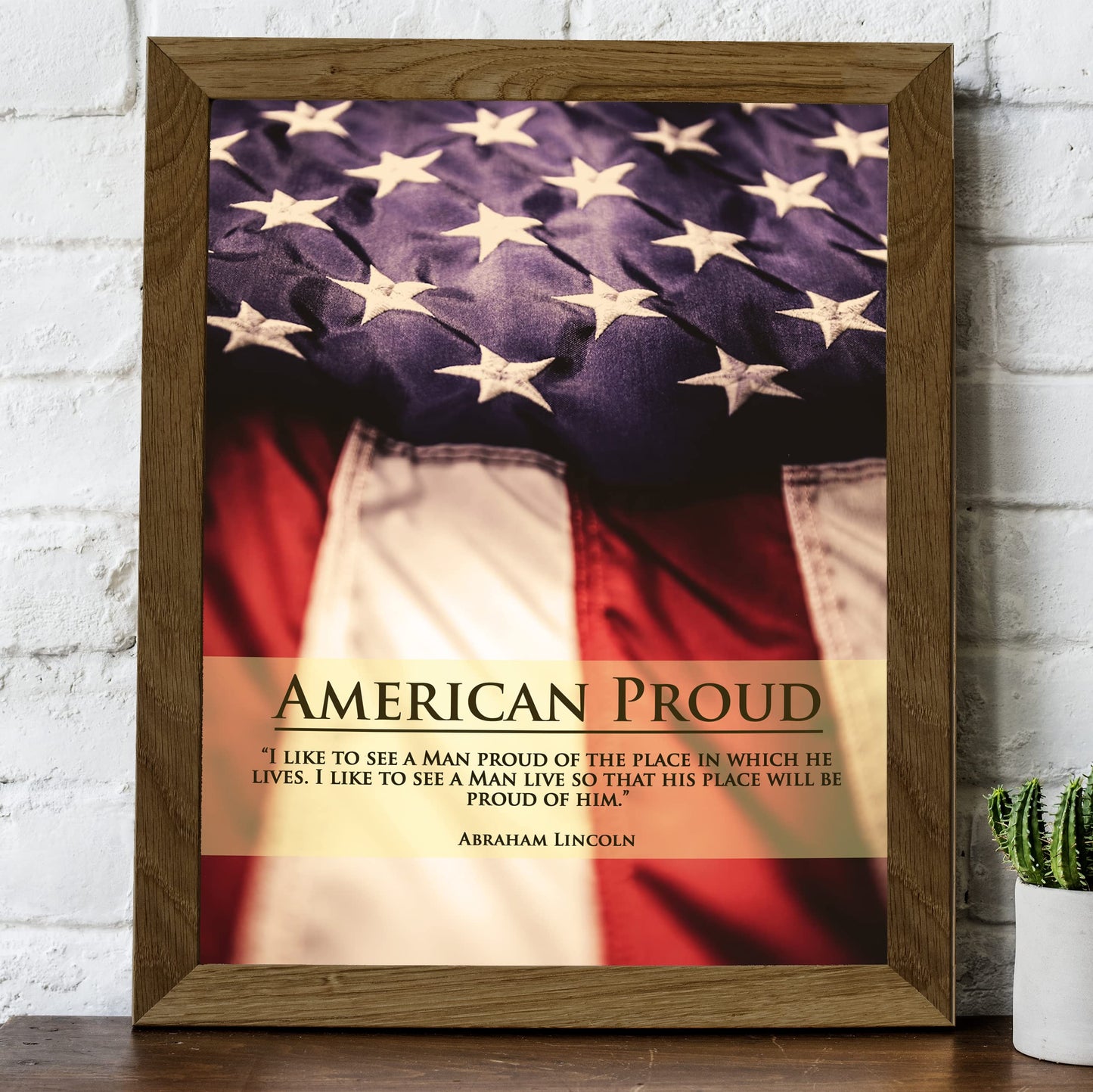 Abraham Lincoln Quote Wall Art Print -"American Proud American Flag Wall Art Print. This Patriotic wall art Poster Is An Ideal Wall Decor For Home, Office, School, and Library Decor Unframed - 8x10