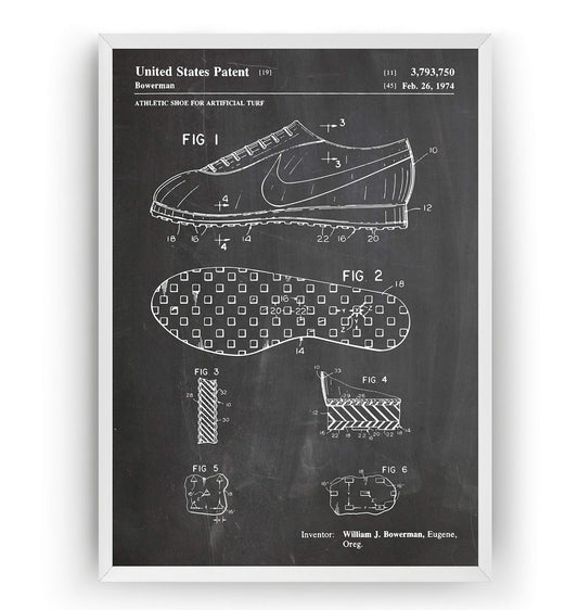 Magic Posters Athletic Shoe 1974 Patent Print - Track And Field Running Poster Giclee Art Wall Decor Vintage Blueprint Gift - Frame Not Included