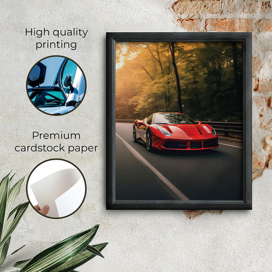 97 DECOR Super Car Posters for Boys Room - Modern Car Wall Art Prints, Sport Car Poster for Men, Racing Car Room Decor for Teen Boys Bedroom, Cool Supercars Artwork Pictures Decoration (8x10 UNFRAMED)