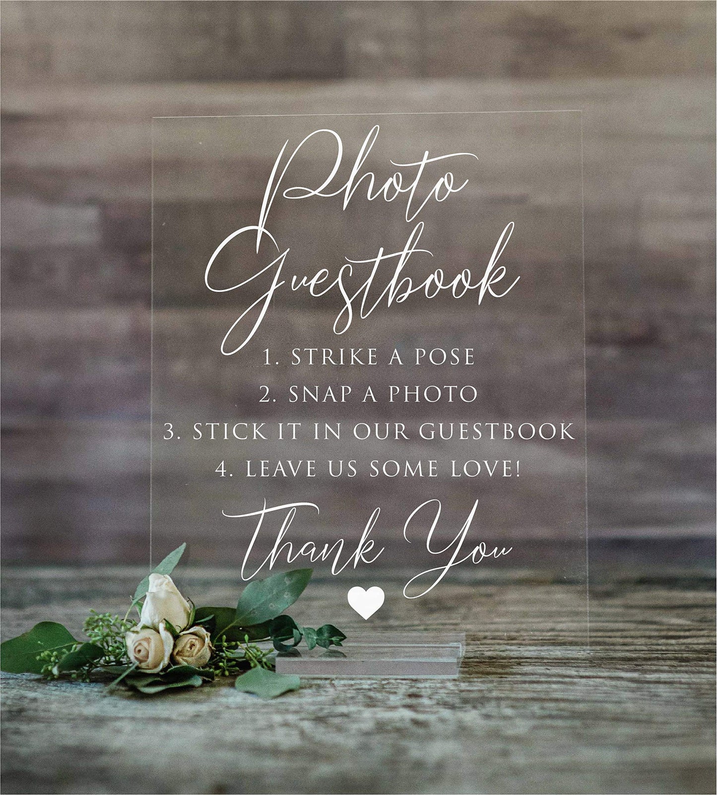 Photo Guestbook Acrylic Wedding Sign with Stand | Lucite Clear Guestbook Sign for Birthdays, Weddings, and Special Events