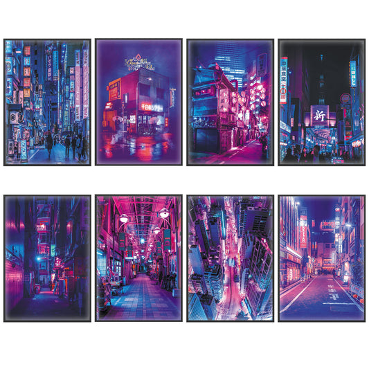 GTOTd Japanese Purple Wall Art Posters (8 Pack) 11.5" x 16.5“ Japan Print Merchandise Unframed Version HD Printing Poster for Room Club Wall Art Decor.