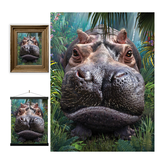 3D LiveLife Lenticular Wall Art Prints - Close Encounter from Deluxebase. Unframed 3D Hippo Poster. Perfect wall decor. Original artwork licensed from renowned artist, David Penfound