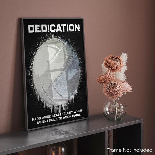 Inspirational Wall Art Co. - Dedication Hard Work - Volleyball Girls Teen Coaches Cute College Womens Motivational Quotes Posters - Print Home Gift Bedroom Decor - 11X14 inches