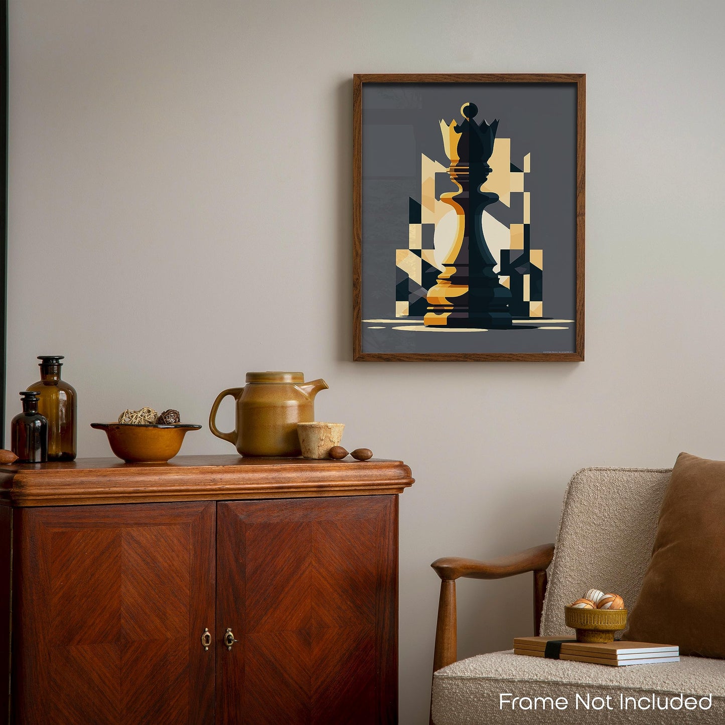Inspirational Wall Art Co. - Win | Chess Piece Decor - Chess Poster - King and Queen Chess Art - Chess Board Decor - Chess Poster Print Artwork for Bedroom Office | 11x14 Inches Unframed