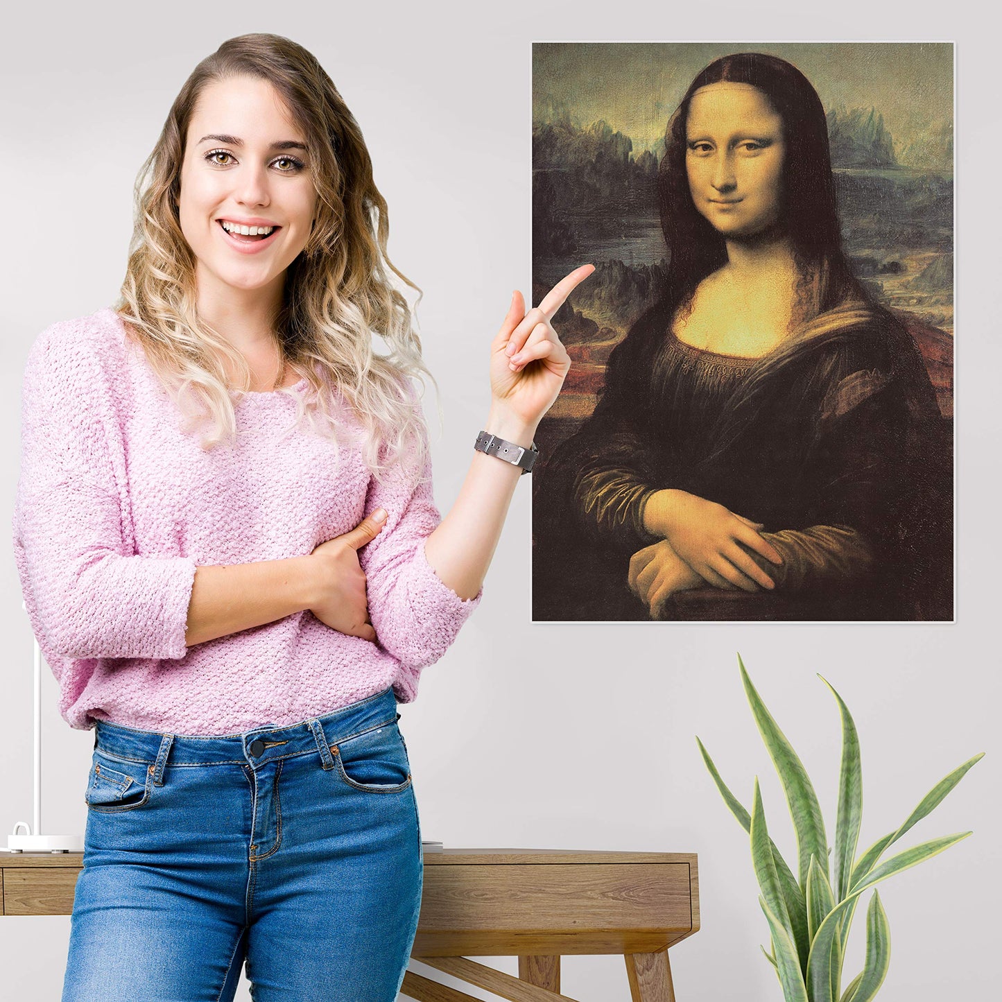 Palace Learning Mona Lisa Poster by Leonardo Da Vinci - Fine Art Print (Laminated, 18" x 24")