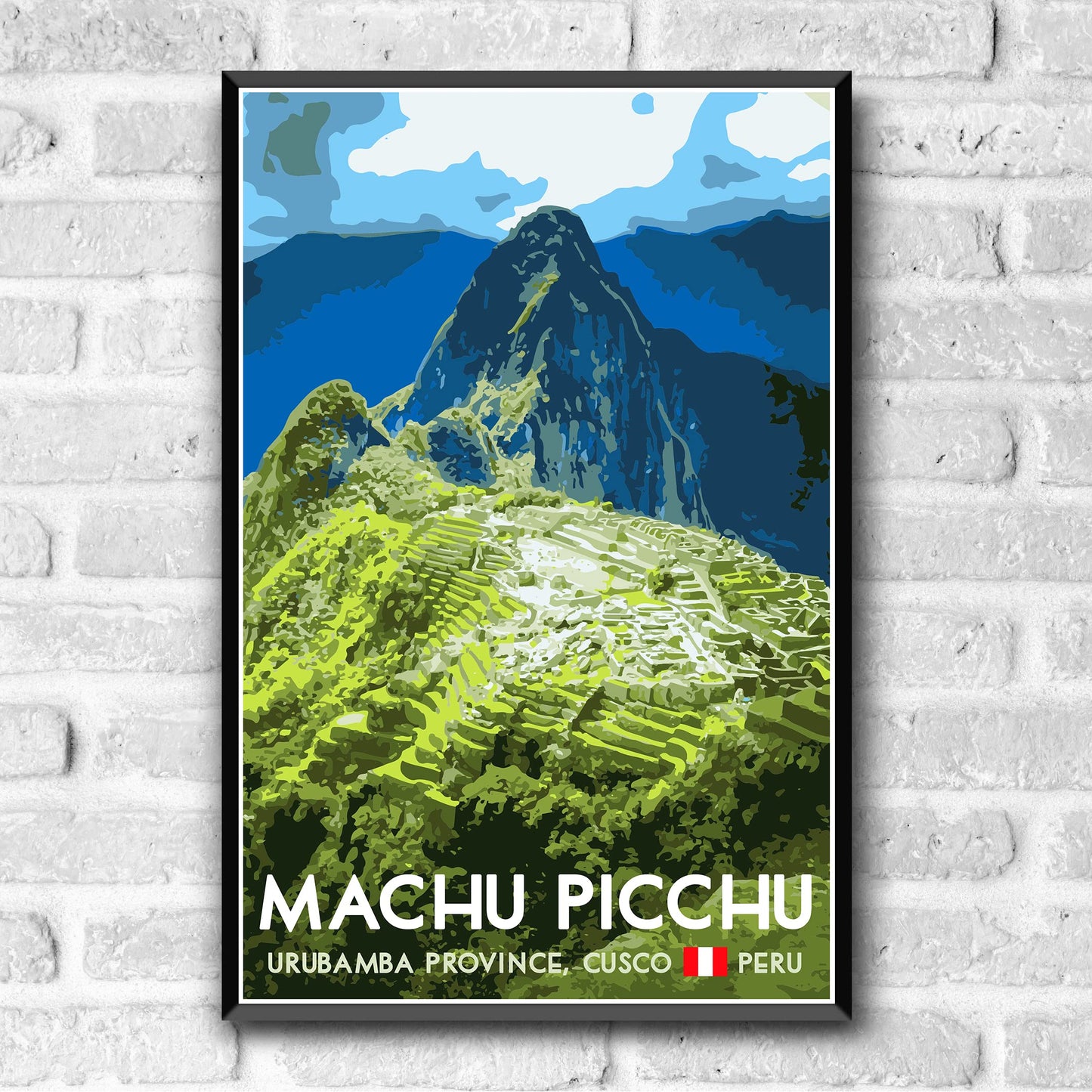 GO SEE DESIGN Machu Picchu Peru Vintage-Style Travel Poster/Postcard - 8x10-12x18-18x24-24x36 / 4x6 WPA Style Art Print Inca Lost City (8x10 Inch Poster)