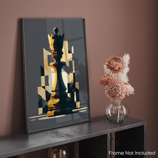 Inspirational Wall Art Co. - Win | Chess Piece Decor - Chess Poster - King and Queen Chess Art - Chess Board Decor - Chess Poster Print Artwork for Bedroom Office | 11x14 Inches Unframed