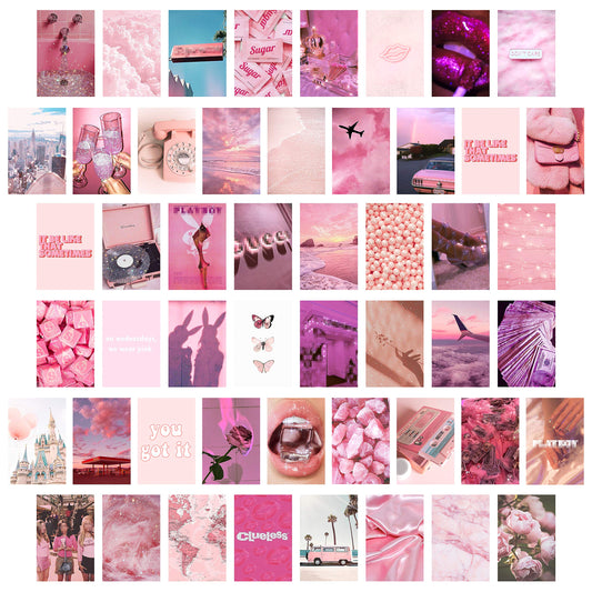 CY2SIDE 50PCS Pink Aesthetic Picture for Wall Collage, 50 Set 4x6 inch, Rosy Collage Print Kit, Warm Color Room Decor for Girls, Wall Art Prints for Room, Dorm Photo Display, VSCO Posters for Bedroom
