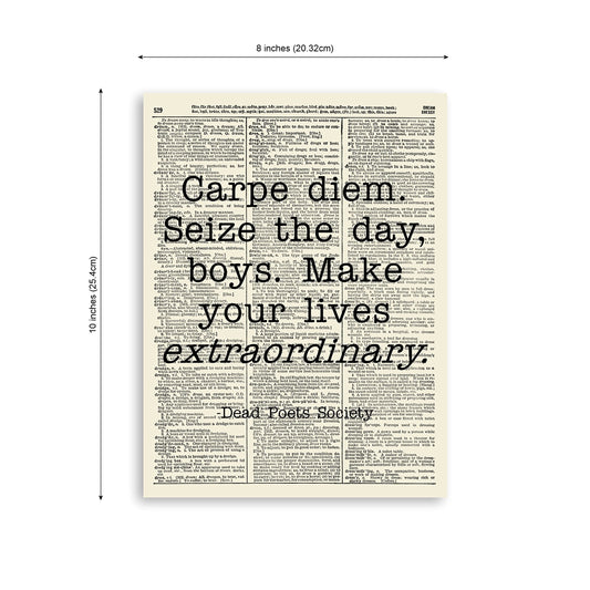 Inspirational Movie Quote - Vintage Dictionary Art Print Wall Art For Home Decor Modern Rustic Antique Poster, Farmhouse Wall Decor 8x10 Inches, Ready to Frame (Dead Poets Society)