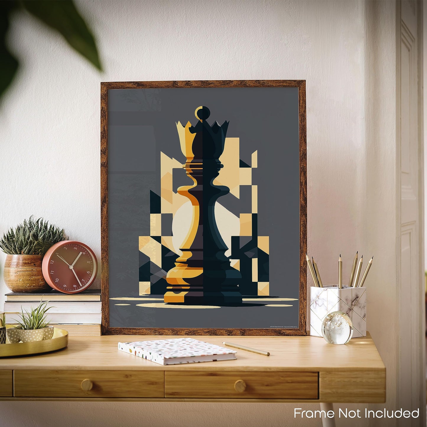 Inspirational Wall Art Co. - Win | Chess Piece Decor - Chess Poster - King and Queen Chess Art - Chess Board Decor - Chess Poster Print Artwork for Bedroom Office | 11x14 Inches Unframed