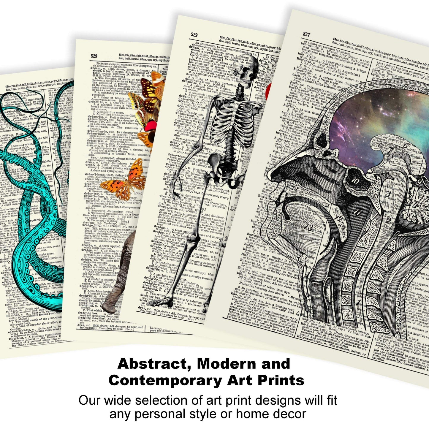 Giraffe And Elephant Love Vintage Vintage Dictionary Art Print, Antique Wall Art Home Decor, Modern Boho Poster, Farmhouse Decoration Living Room Bedroom Office 8x10 Inches, Ready To Frame