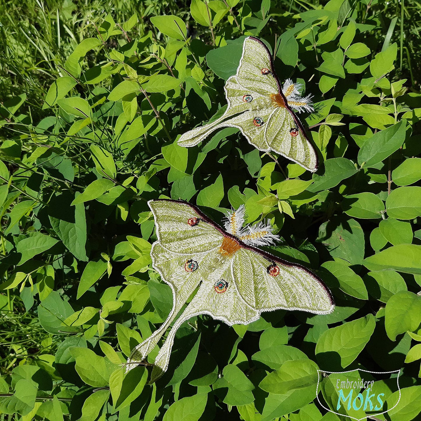 Moks373(p) Luna moth embroidery patch - Insect entomology