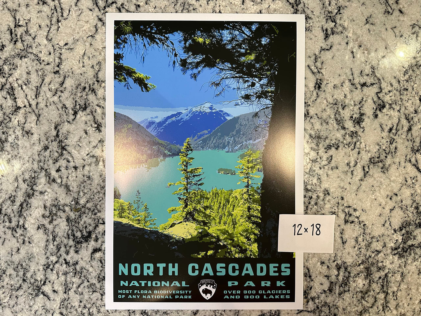 North Cascades National Park Vintage-Style Travel Poster - 8x10-12x18-18x24-24x36 / 4x6 Postcard WPA Style Washington Art Print Diablo Lake (4x6 Inch Postcard)