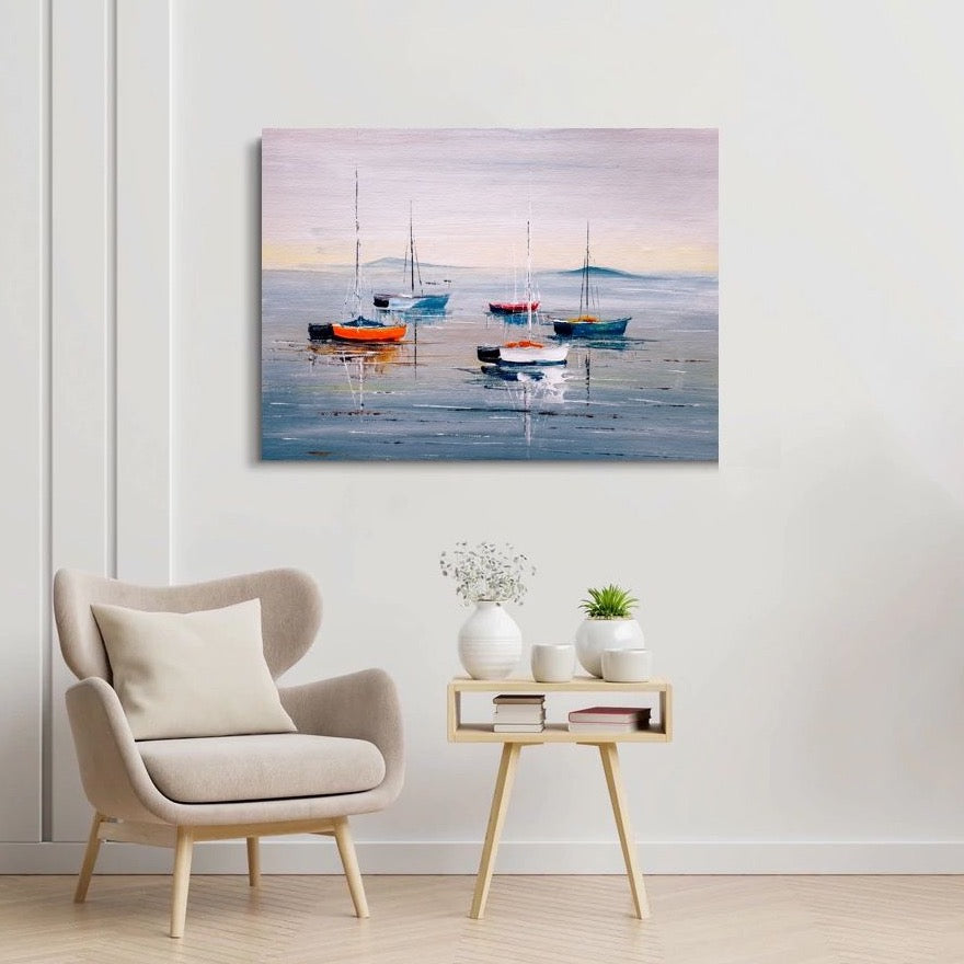 Boats On The Lake Canvas