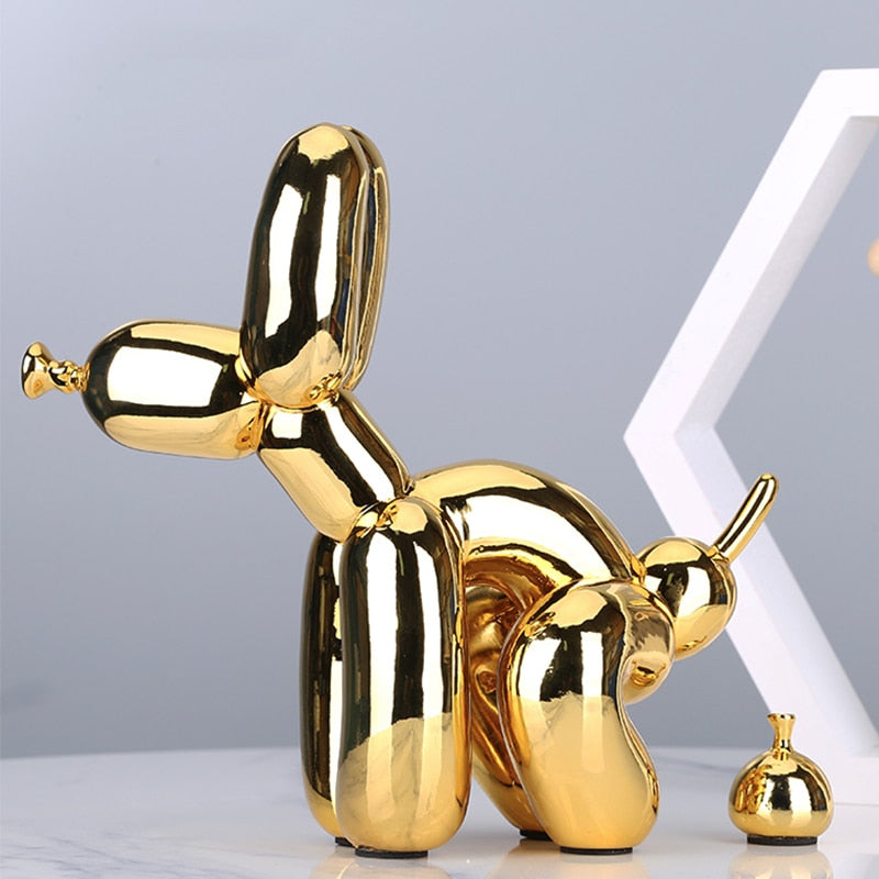 Jeff Koons Inspired Poop Balloon Dog Statue Home Decoration Resin Art Sculpture