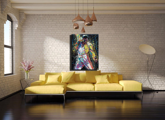 British Band Singer Freddie Mercury Poster Wall Art Canvas Colorful Print Living Room Modern Painting Bedroom Home Decoration