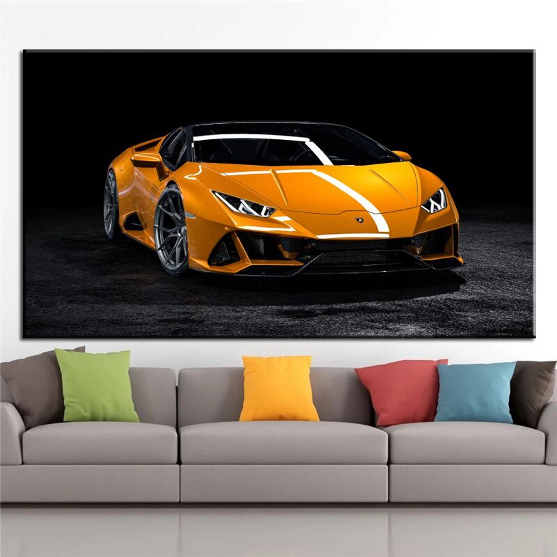 Lamborghini Huracan Wall Art Canvas Painting on a living room wall